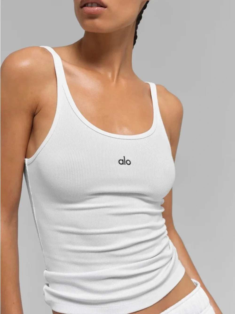 ALO Yoga White Ribbed prosper Tank